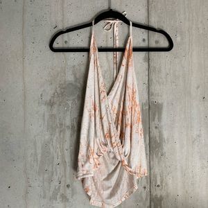 Orange and White Tie Dye Halter Top
